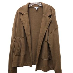 Time and Tru Long Sleeve Drop Shoulder Open Front Short Jacket W Size XL Brown